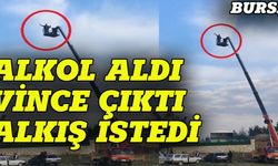 Bursa'da vincin tepesine çıkıp etrafa ateş etti