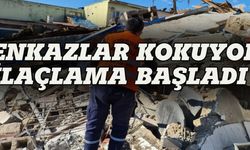 Hatay'da yıkılan binalar ilaçlanıyor