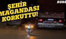 Bursa'da motosikletin üzerinde tehlikeli yolculuk