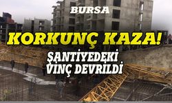 Bursa'da inşaat vinci devrildi: 1 kişi yaralandı