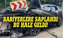 Bariyerlere saplandı, hurdaya döndü!