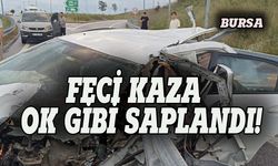 Bursa'da feci kaza, otomobil bariyerlere saplandı!