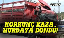 Bursa'da korkunç kaza, aşırı hız yapan tır kamyona çarptı