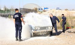 Otobüs şoförlerine uygulamalı yangın eğitimi