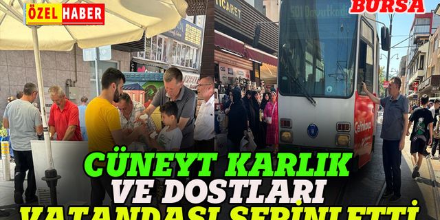 Bursa'da Cüneyt Karlık ve dostlarından vatandaşa dondurma ikramı