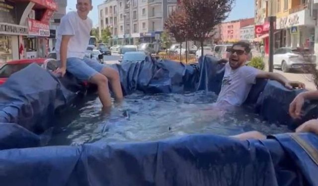 Traktörü havuza çevirdiler