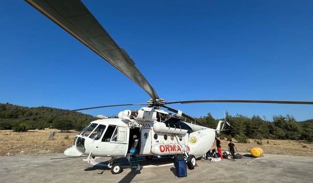 Bursa'da yangınlar için helikopter göreve  başladı