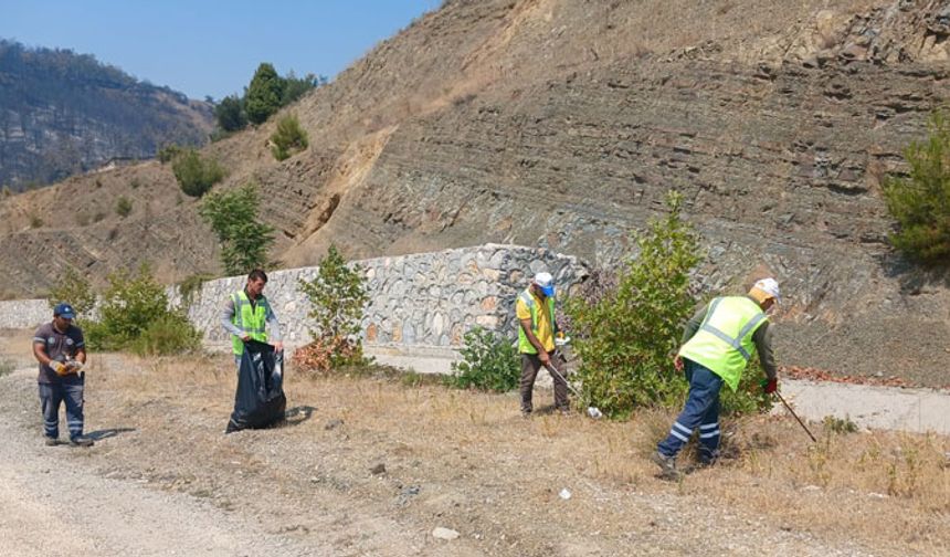 Bursa'daki yangın bölgesinde çevre temizliği
